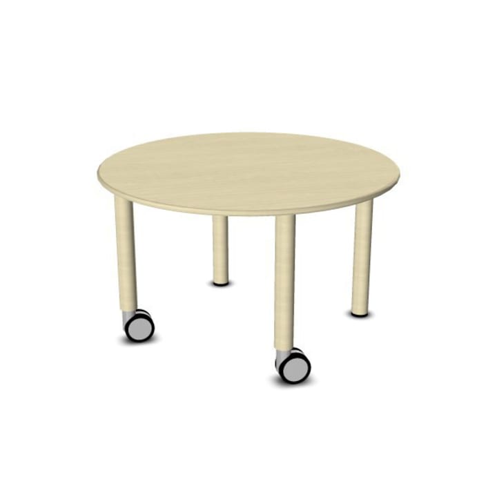 Tisch move upp rund, Holzbeine mit Rollenmix, Ø 100 cm