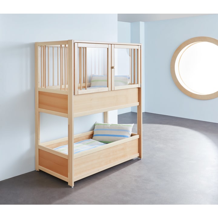 Krippen-Etagenbett mit 2 Flügeltüren