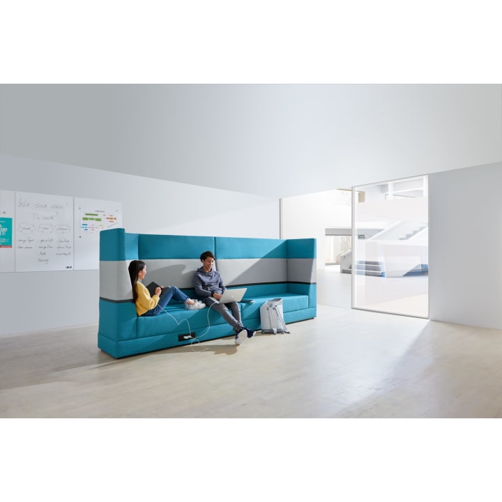 Sofa set.upp Fünfeck hohe Rückenlehne mit Lehne links, Stoff, div. Stoffe