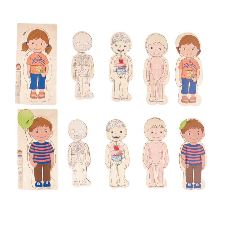 Schichtenpuzzle-Set Mädchen & Junge, 2 x 28 Teile