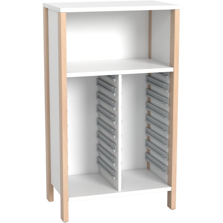Schrank Linus für 16 Materialboxen, B 75,3 x H 131,8 (mit Füßen) x T 45,7 cm