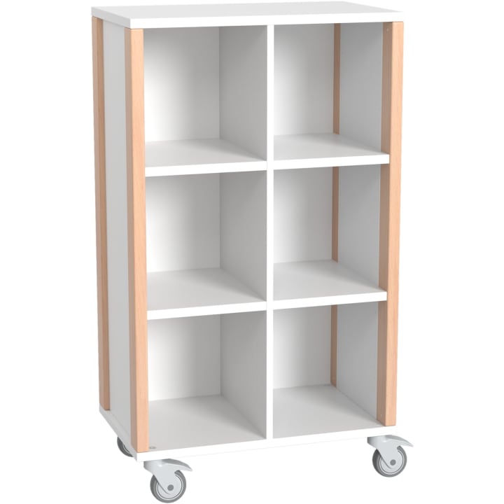 Regalschrank Linus, offen, B 75,3 x H 131,8 (mit Rollen) x T 45,7 cm