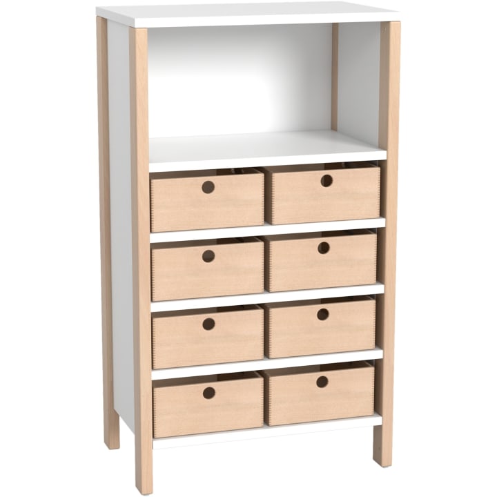 Regalschrank Linus mit 8 Materialkästen, B 75,3 x H 75,3 (mit Füßen) x T 45,7 cm