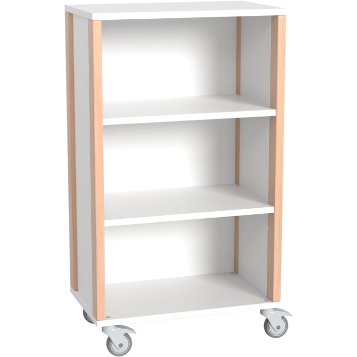Regalschrank Linus, offen, B 75,3 x H 131,8 (inkl. Rollen) x T 45,7 cm