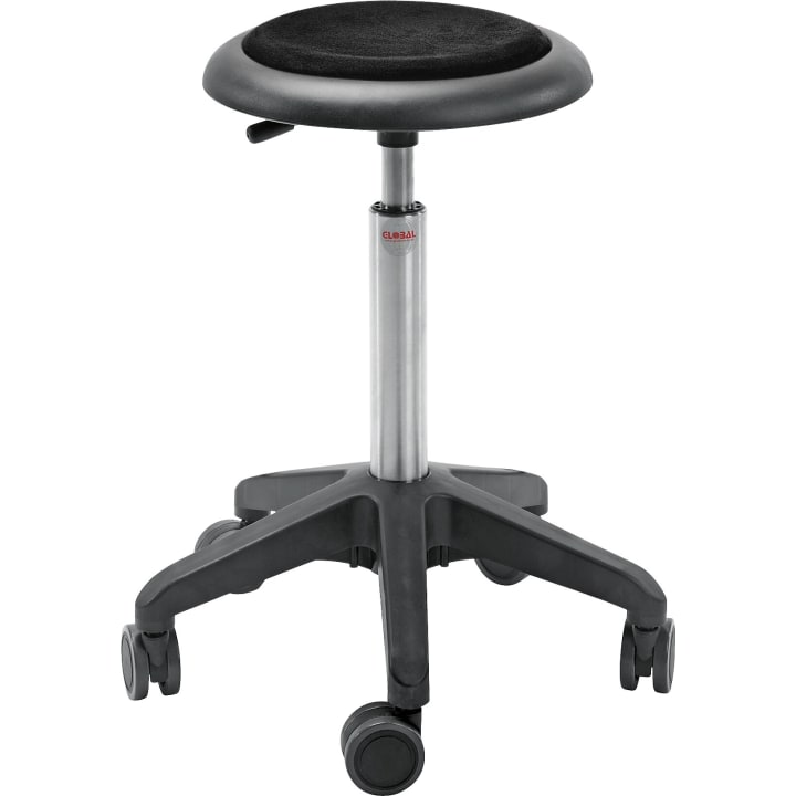 Hocker mit Rollen, Kunstleder, Sitzh. 42 - 55 cm