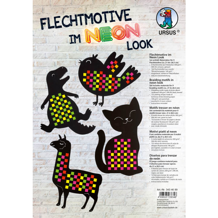 Flechtmotive Neon, 9 Stück