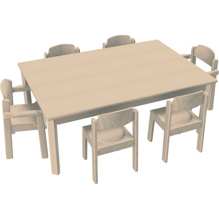 Stuhl-Tisch-Kombination mit Kunststoffgleitern für die Krippe, L 120 x B 80 x H 46 cm, Sitzhöhe 26 cm