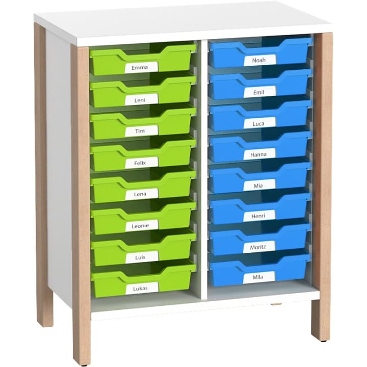 Regalschrank Linus für Materialboxen, B 75,3 x H 93,4  (mit Füßen) x T 45,7 cm