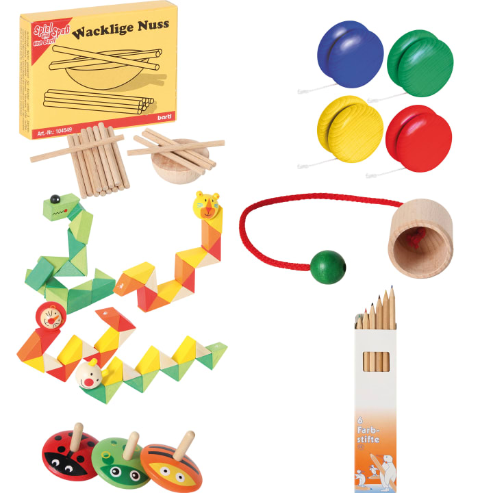 Geschenke-Set Holzspielzeug, 90-teilig