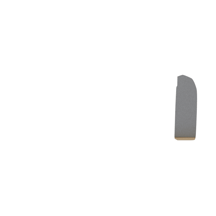 Ein Metallschneidewerkzeug mit einem flachen rechteckigen Körper und einer abgewinkelten Spitze, isoliert auf einem weißen Hintergrund.
