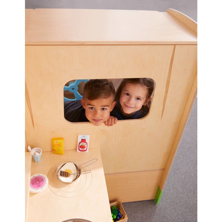 Begehbarer Food Truck aus Holz für Kinder