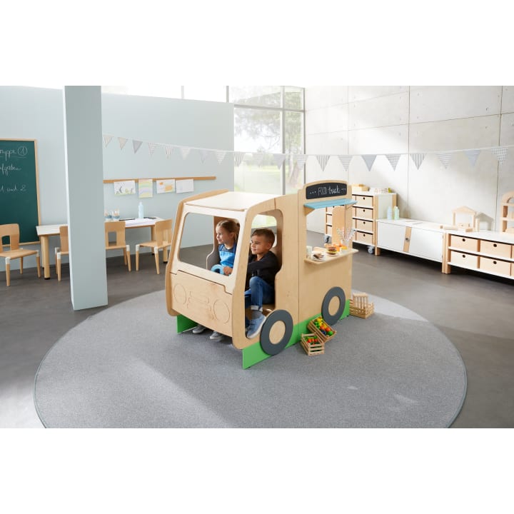Begehbarer Food Truck aus Holz für Kinder