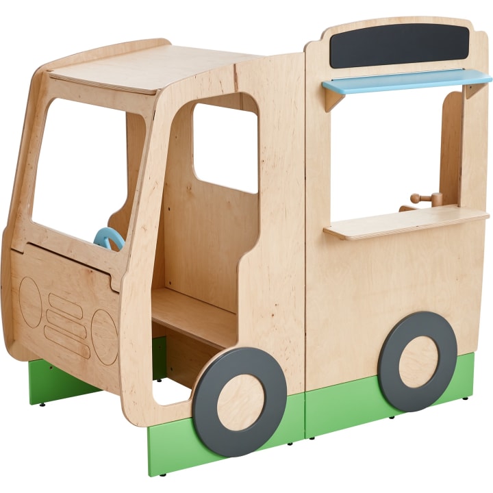 Begehbarer Food Truck aus Holz für Kinder