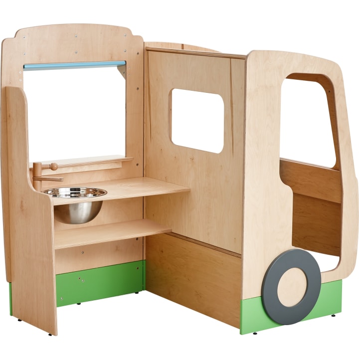 Begehbarer Food Truck aus Holz für Kinder