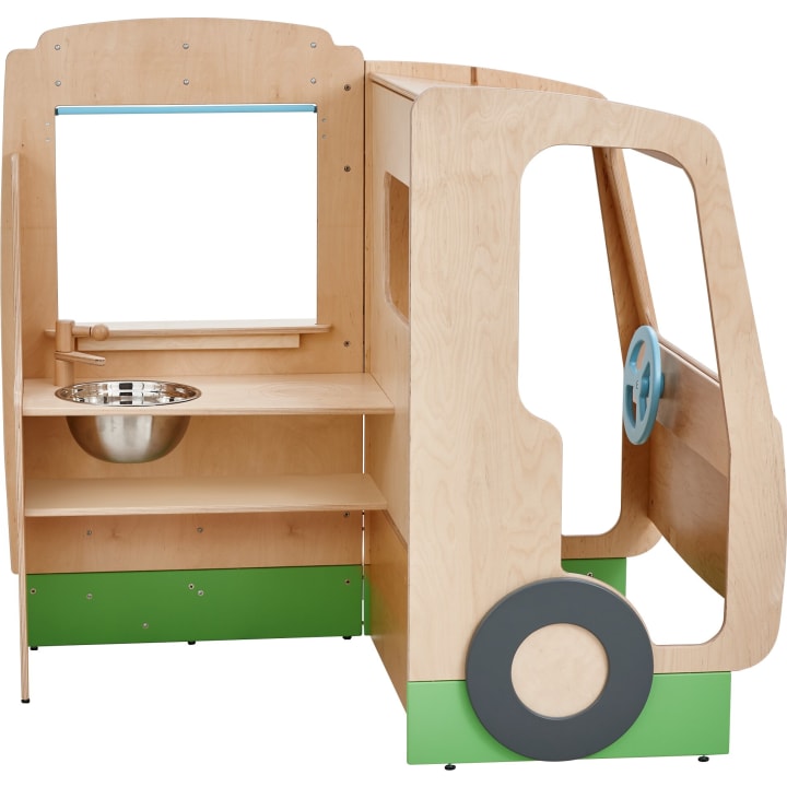 Begehbarer Food Truck aus Holz für Kinder