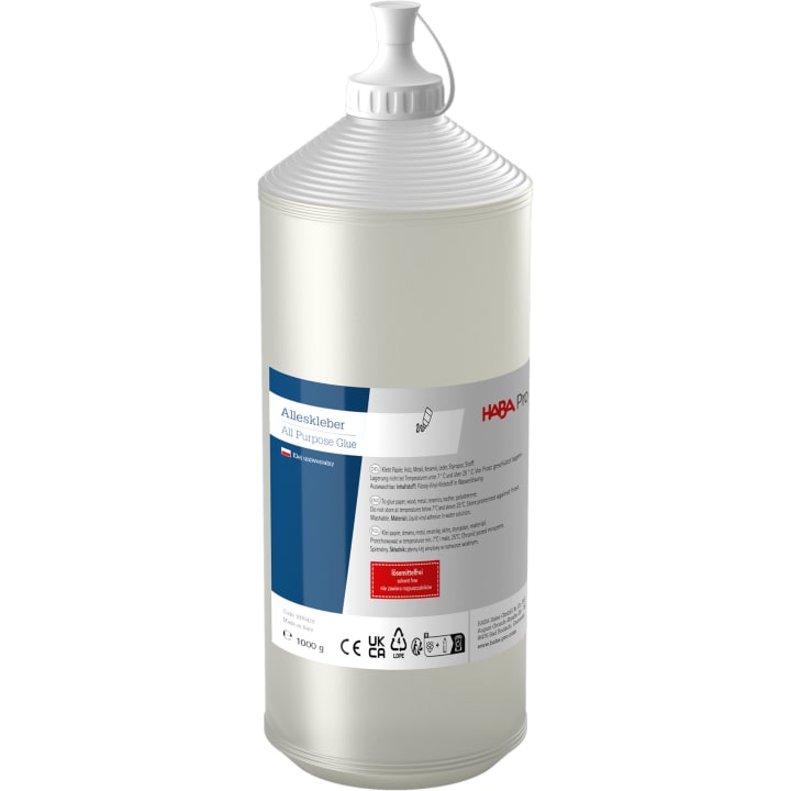 HABA Pro Alleskleber Kleberpaket, lösungsmittelfrei, 10 Flaschen à 125 g + 3 Flaschen à 1 kg