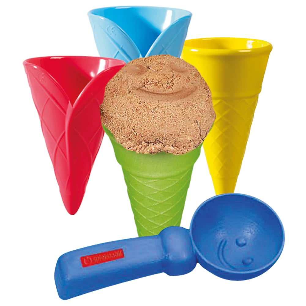 5er Set Sandspielzeug Strandspielzeug Sandform Eistüten mit Eislöffel 