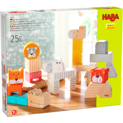 HABA Magic Mansion 10 Piece Wooden Building Block Set with Whimsical Designs 