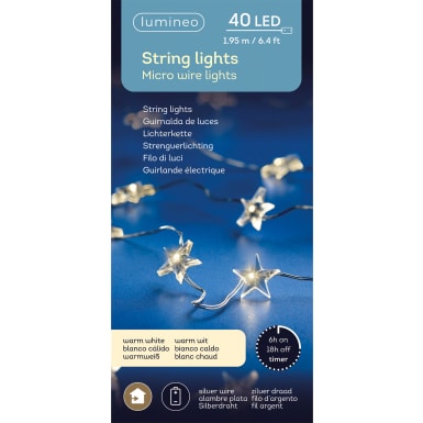 Lumineo Lichterkette Micro LED Sterne, warmweiß, 195 cm