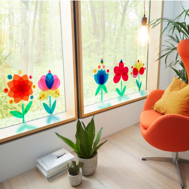 Sachenmacher Fensterbild Blumen-Varianten, Bastelset für 8-12 Stück