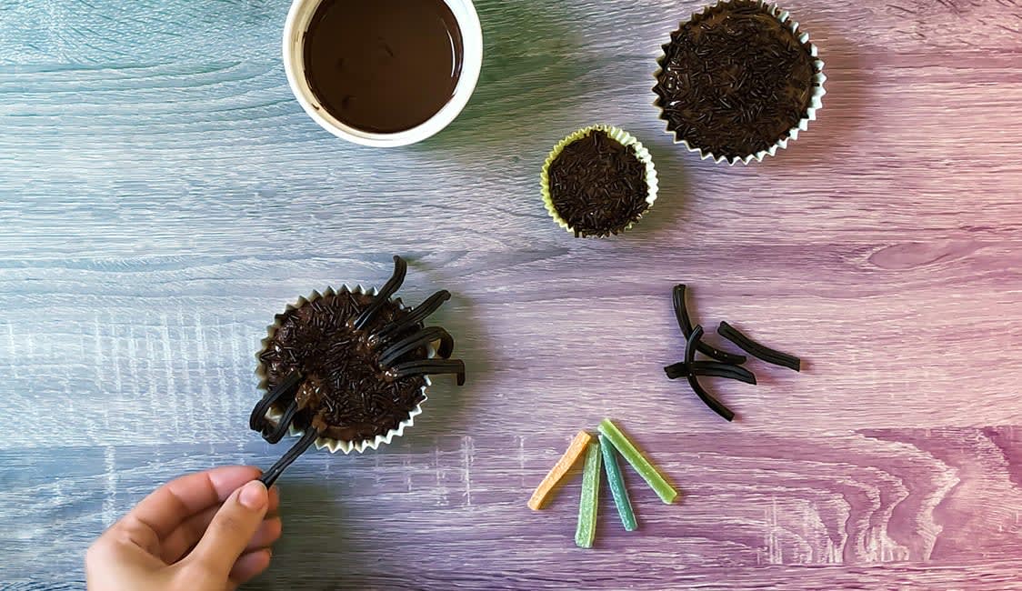 Spinnen Muffins Schritt 9