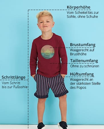 Maßtabelle für Jungen