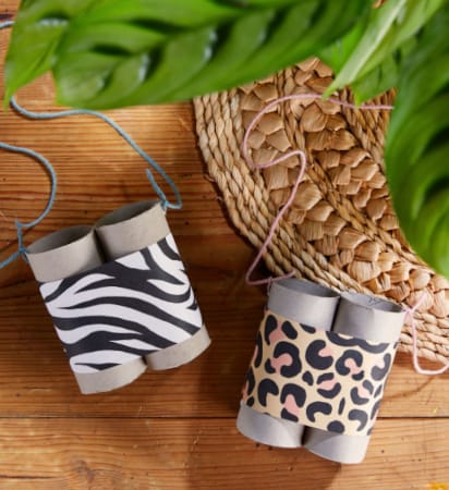 Bastelideen für den Sommer: Fernglas im Safari-Look aus Papprollen