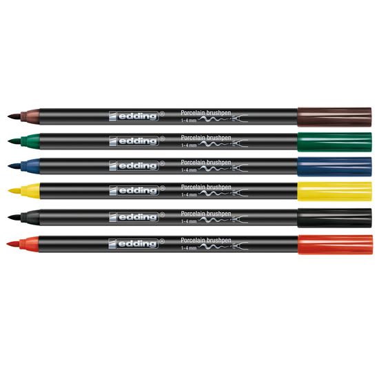 edding® 4200 Porzellan Pinselstifte Grundfarben, 6 Farben