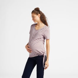 Damen T-Shirt Schwangerschaft, Knopfleiste