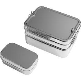 pure & green Brotdose aus Edelstahl, 3 in 1