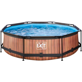 EXIT Pool Wood rund Ø 300 cm, mit Filterpumpe