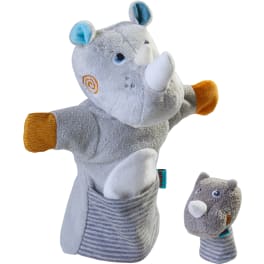 Handpuppe Nashorn mit Baby, 30 cm