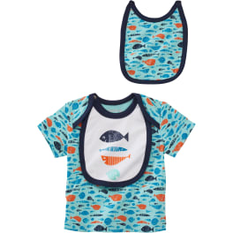 Baby T-Shirt mit Lätzchen Unterwasserwelt JAKO-O, 2 Sabbertücher