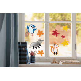 Sachenmacher Fensterbild Waldfreunde, Bastelset für 3 Tiere und 9 Blätter