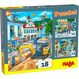 HABA Puzzle-Box In der Stadt, 3 Puzzle