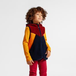 Kinder Kapuzenweste Shearling Colourblock