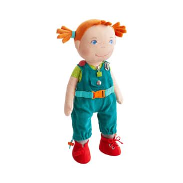 Lernpuppe Lucie, 45 cm, Stoffpuppe zum Verschlüsse lernen
