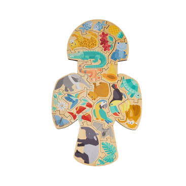 Kinder Holzpuzzle Papagei, 21-teiliges 2 in 1 Puzzle, ab 4 Jahren