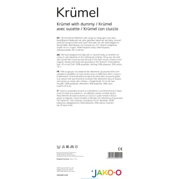 Stoffpuppe Krümel mit Schnuller, 43 cm, 3-teilig