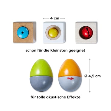 Klapper-Orchester, 5-teiliges Klangspielzeug aus Holz, ab 2 Jahren