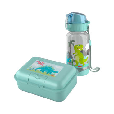 Lunch-Set Dino für Kinder, Dino-Brotdose & -Trinkflasche