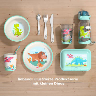 Lunch-Set Dino für Kinder, Dino-Brotdose & -Trinkflasche