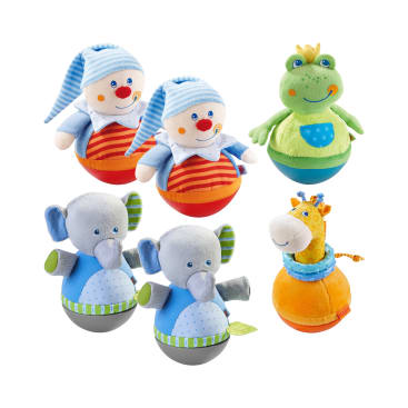 Stehauffiguren-Set, 6 Stehaufmännchen aus Stoff, ab 6 Monate