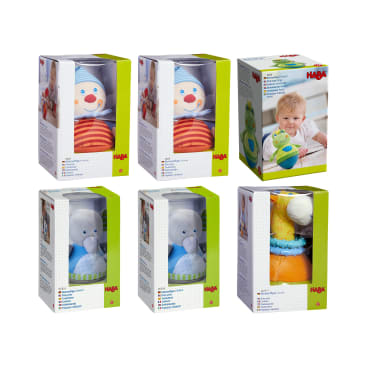 Stehauffiguren-Set, 6 Stehaufmännchen aus Stoff, ab 6 Monate