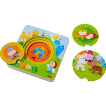 Holzpuzzle Kunterbunte Tierkinder