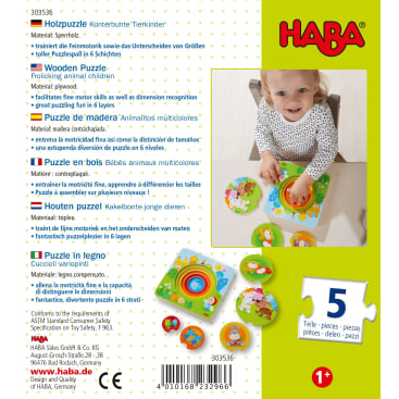 Holzpuzzle Kunterbunte Tierkinder