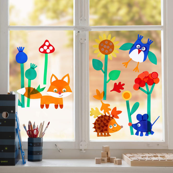 Sachenmacher selbstklebendes Fensterbild Waldtiere, Bastelset Herbst