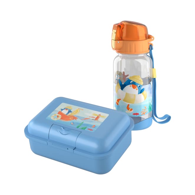 Lunch-Set Pinguin für Kinder, Pinguin-Brotdose & -Trinkflasche