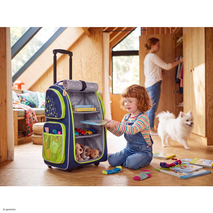 Kinder-Schranktrolley, 2 Rollen, KI-generiertes Bild