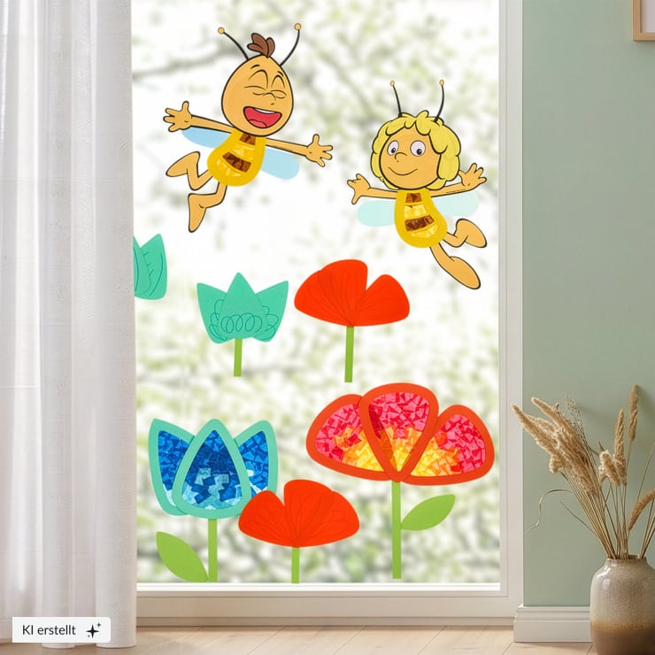Sachenmacher Erstes Kleben Die Biene Maja, Fensterbild, 8 St., ab 3 J., KI-generiertes Bild